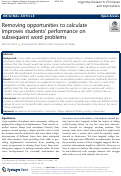 Cover page: Removing opportunities to calculate improves students’ performance on subsequent word problems