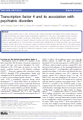 Cover page: Transcription factor 4 and its association with psychiatric disorders