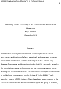 Cover page: Addressing Gender &amp; Sexuality in the Classroom and the Effects on Adolescents