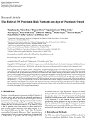 Cover page: The Role of 39 Psoriasis Risk Variants on Age of Psoriasis Onset