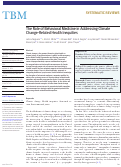 Cover page: The Role of Behavioral Medicine in Addressing Climate Change-Related Health Inequities.