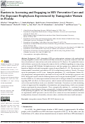 Cover page: Barriers to Accessing and Engaging in HIV Preventive Care and Pre-Exposure Prophylaxis Experienced by Transgender Women in Florida