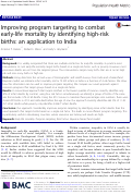 Cover page: Improving program targeting to combat early-life mortality by identifying high-risk births: an application to India