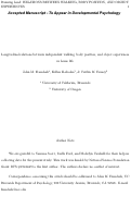 Cover page: Longitudinal Relations Between Independent Walking, Body Position, and Object Experiences in Home Life