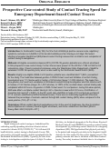 Cover page: Prospective Case-control Study of Contact Tracing Speed for Emergency Department-based Contact Tracers