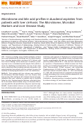 Cover page: Microbiome and bile acid profiles in duodenal aspirates from patients with liver cirrhosis: The Microbiome, Microbial Markers and Liver Disease Study