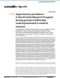 Cover page: Hypertension prevalence in the All of Us Research Program among groups traditionally underrepresented in medical research.