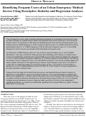 Cover page: Identifying Frequent Users of an Urban Emergency Medical Service Using Descriptive Statistics and Regression Analyses