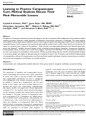 Cover page: Learning to Practice Compassionate Care: Medical Students Discuss Their Most Memorable Lessons.