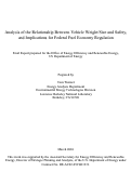 Cover page: Analysis of the Relationship Between Vehicle Weight/Size and Safety, and Implications for Federal Fuel Economy Regulation