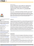 Cover page: Social influence and political mobilization: Further evidence from a randomized experiment in the 2012 U.S. presidential election