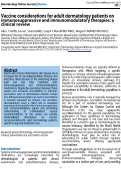 Cover page: Vaccine considerations for adult dermatology patients on immunosuppressive and immunomodulatory therapies: a clinical review