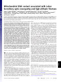 Cover page: Mitochondrial DNA variant associated with Leber hereditary optic neuropathy and high-altitude Tibetans