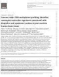 Cover page: Genome-wide DNA methylation profiling identifies convergent molecular signatures associated with idiopathic and syndromic autism in post-mortem human brain tissue