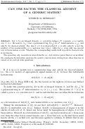 Cover page: Can one factor the classical adjoint of a generic matrix?