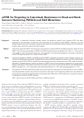 Cover page: mTOR co-targeting in cetuximab resistance in head and neck cancers harboring PIK3CA and RAS mutations.