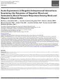 Cover page: Acute Experiences of Negative Interpersonal Interactions: Examining the Dynamics of Negative Mood and Ambulatory Blood Pressure Responses Among Black and Hispanic Urban Adults.