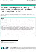 Cover page: Lessons for expanding virtual mentoring in academic medical institutions: a qualitative study among senior mentors