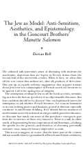 Cover page: The Jew as Model: Anti-Semitism, Aesthetics, and Epistemology in the Goncourt Brothers' Manette Salomon