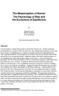 Cover page: The Misperception of Norms: The Psychology of Bias and the Economics of Equilibrium