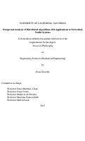 Cover page: Design and Analysis of Distributed Algorithms with Applications to Networked Traffic Systems