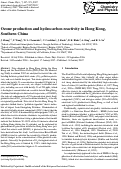 Cover page: Ozone production and hydrocarbon reactivity in Hong Kong, Southern China