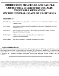 Cover page: Production Practices and Sample Costs for a Diversified Organic Vegetable Operation on the Central Coast of California