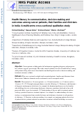 Cover page: Health literacy in communication, decision-making and outcomes among cancer patients, their families and clinicians in India: A multicentre cross-sectional qualitative study.