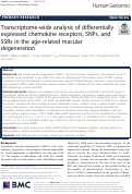 Cover page: Transcriptome-wide analysis of differentially expressed chemokine receptors, SNPs, and SSRs in the age-related macular degeneration.