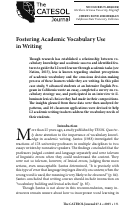 Cover page: Fostering Academic Vocabulary Use in Writing