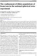 Cover page: The confinement of dilute populations of beam ions in the national spherical torus experiment