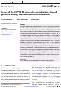 Cover page: Impact of the COVID‐19 pandemic on medical genetics and genomics training: Perspective from clinical trainees