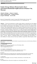 Cover page: Surface Energy Balance Measurements Above an Exurban Residential Neighbourhood of Kansas City, Missouri