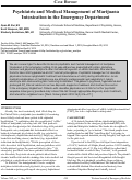 Cover page: Psychiatric and Medical Management of Marijuana Intoxication in the Emergency Department