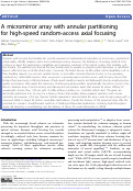 Cover page: A micromirror array with annular partitioning for high-speed random-access axial focusing