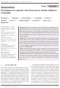 Cover page: Development of a parents' short form survey of their children's oral health.