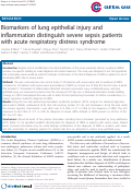 Cover page: Biomarkers of lung epithelial injury and inflammation distinguish severe sepsis patients with acute respiratory distress syndrome.