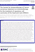 Cover page: The Society for Immunotherapy of Cancer consensus statement on immunotherapy for the treatment of squamous cell carcinoma of the head and neck (HNSCC)