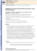 Cover page: Neighborhood Context and Black Heterosexual Men’s Sexual HIV Risk Behaviors