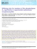 Cover page: Differing roles for members of the phospholipase A2 superfamily in experimental autoimmune encephalomyelitis