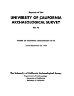 Cover page: Papers on California Archaeology: 70-73