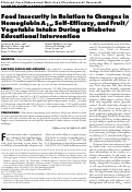 Cover page: Food insecurity in relation to changes in hemoglobin A1c, self-efficacy, and fruit/vegetable intake during a diabetes educational intervention.