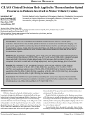 Cover page: GLASS Clinical Decision Rule Applied to Thoracolumbar Spinal Fractures in Patients Involved in Motor Vehicle Crashes