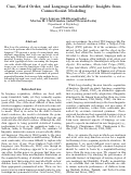 Cover page: Case, Word Order, and Language Learnability: Insights from Connectionist Modeling