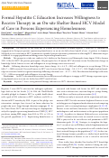 Cover page: Formal Hepatitis C Education Increases Willingness to Receive Therapy in an On-site Shelter-Based HCV Model of Care in Persons Experiencing Homelessness