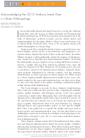 Cover page: Acknowledging the 2015 Anthony Leeds Prize in Urban Anthropology