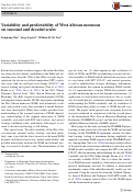 Cover page: Variability and predictability of West African monsoon on seasonal and decadal scales