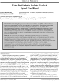 Cover page: Urine Test Strips to Exclude Cerebral Spinal Fluid Blood