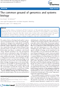 Cover page: The common ground of genomics and systems biology