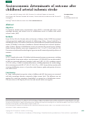 Cover page: Socioeconomic determinants of outcome after childhood arterial ischemic stroke